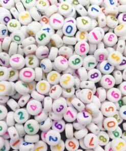 50039 - Números acrílicos blancos con colores surtidos