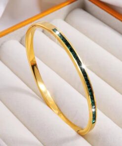 41051 - Pulsera Verde Acero con cristales