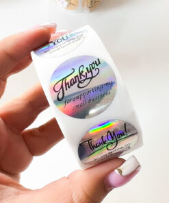 92001-8 Rollo sticker Thank You supporting plateado