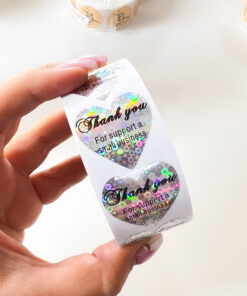 92001-9 Rollo sticker Thank You supporting plateado corazon