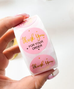 92001-13 Rollo sticker Thank You for your order rosado