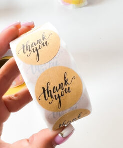 92001-14 Rollo sticker Thank You marron letras negras