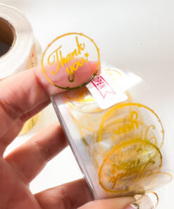 92001-16 Rollo sticker Thank You dorado transparente