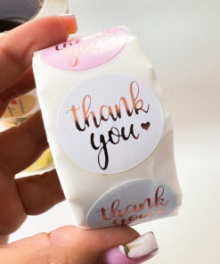 92001-18 Rollo sticker Thank You multicolor letras doradas