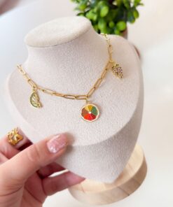 21032 - Collar armado multidije naranja/sandia/uva