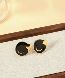 80052 - Zarcillos esmaltado negro