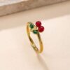 30009 - Anillos Acero cereza 2 hojas