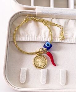 41021 - Pulsera pandora aji rojo/ojo turco azul