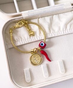 41021-2 Pulsera pandora aji rojo/rojo san benito dorado