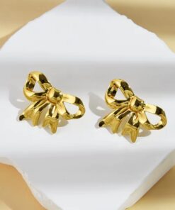 80007 -  Zarcillos acero triple gota dorado