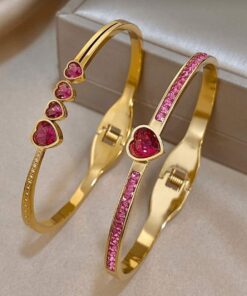 Alternative view of 41031 - Pulsera Acero dorada 4 corazon