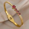 41031 - Pulsera Acero dorada 4 corazon