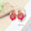 80055-7 Zarcillos acero V esmaltados fucsia full