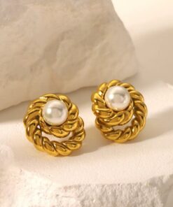 80064 - Zarcillos acero con perla