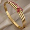 41030 - Pulsera Acero cristales fucsia