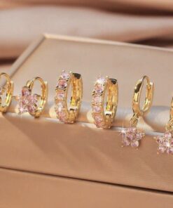 80413 -  Set 3 Zarcillos dorado con cristales