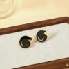 80052-2 Zarcillos esmaltado negro TAMAÑO GRANDE
