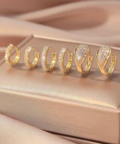 80410  -  Set 3 pares Zarcillos dorado con cristales