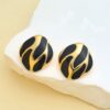 80078-2 Zarcillos acero cuadro dorado con negro