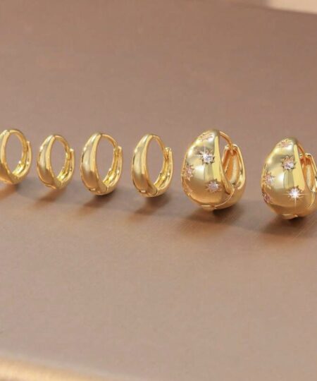 80415  -  Set 3 Zarcillos dorado con cristales