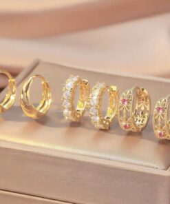 80407 - Set 3 Zarcillos dorado con cristales