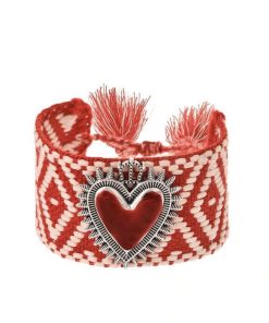 41085 - Pulsera Tela corazón roja