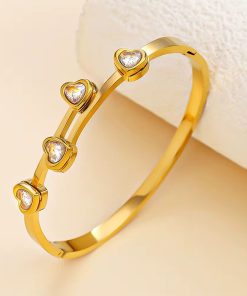 41072 - Pulsera Acero Dorado lazo con cristales