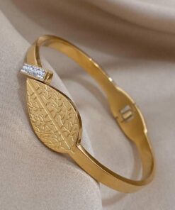 41052 - Pulsera Acero dorada hoja