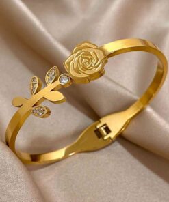 41117 - Pulsera acero dorado flor con cristal
