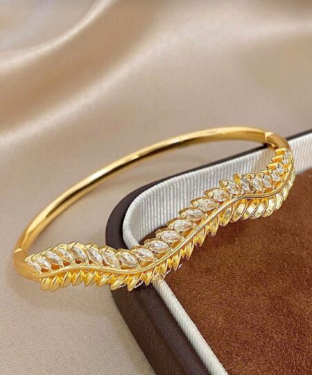 41122 - Pulsera acero dorado multiespigas con cristal