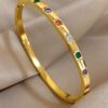 41127 - Pulsera acero dorado cristal multi color