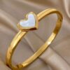 41132 - Pulsera acero dorado corazon blanco