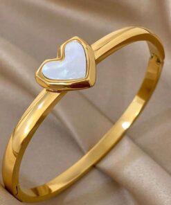 41132 - Pulsera acero dorado corazon blanco