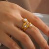 30085-3 Anillo Acero triperla