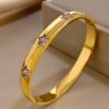41143 - Pulsera acero dorado cristal estrella rosado