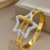 41106-1 Pulsera acero dorado estrella grande