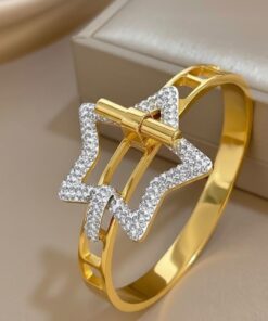 41106-1 Pulsera acero dorado estrella grande