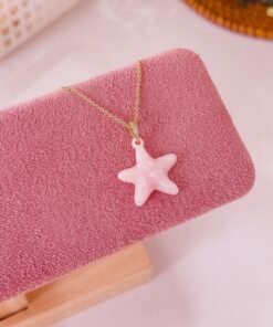 20161 - Collar armado estrella rosado