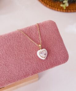 20195 - Collar armado corazon blanco con cristal