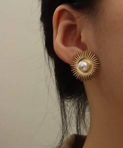 80289 - Zarcillo acero multi puntas perla