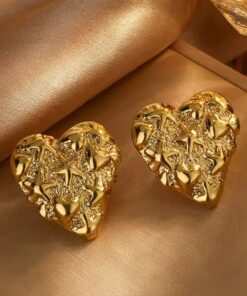 80299 - Zarcillo acero dorado corazon