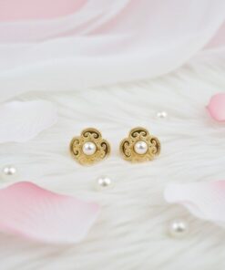 80302 - Zarcillo acero dorado con perla