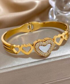 41056 - Pulsera Acero Dorado multi corazon