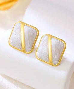 80083 - Zarcillo acero dorado esmaltado