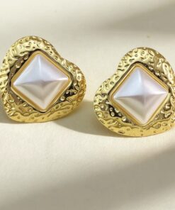 80072 - Zarcillo acero dorado con perla