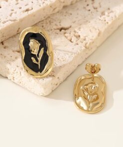 80190 - Zarcillos acero esmaltado negro