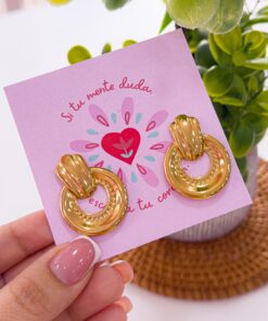 80080 - Zarcillo acero dorado circular