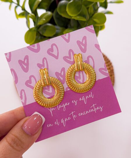 80074 - Zarcillo acero dorado circulares