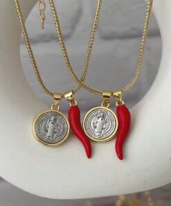 21044 - Collar armado virgen maria aji rojo