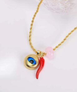 21024 - Collar armado san francisco ojo aji rosado